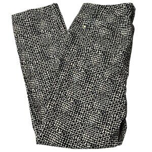 DKNY Trousers Pants Womens Size 8 Printed Black White Tapered Low Rise Cotton